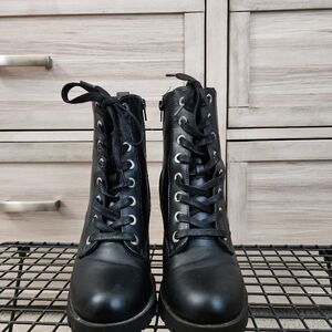 Black Lace-Up Ankle Boots